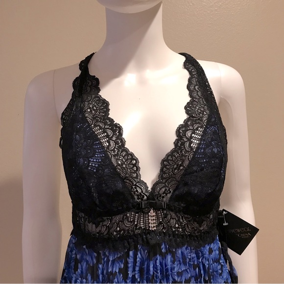 Seductive Wear Cinema Etoile Babydoll Teddy NEW Womens Small Blue Black Lace - Picture 8 of 14